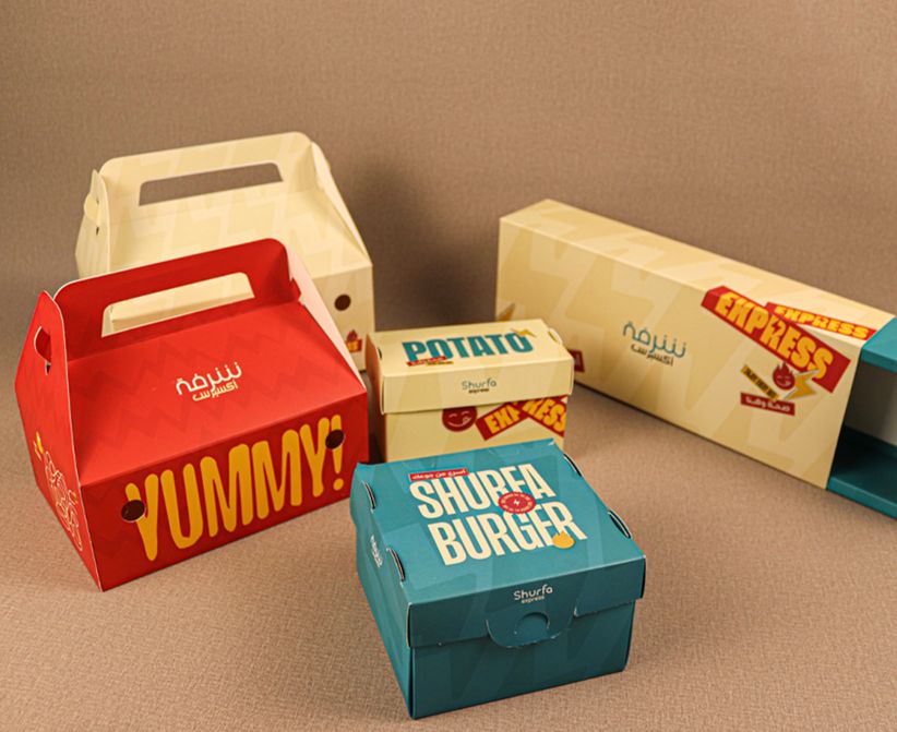 Printed food boxes for a burger restaurant