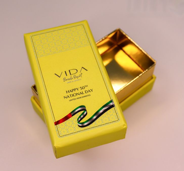 Yellow National Day gift box with gold interior